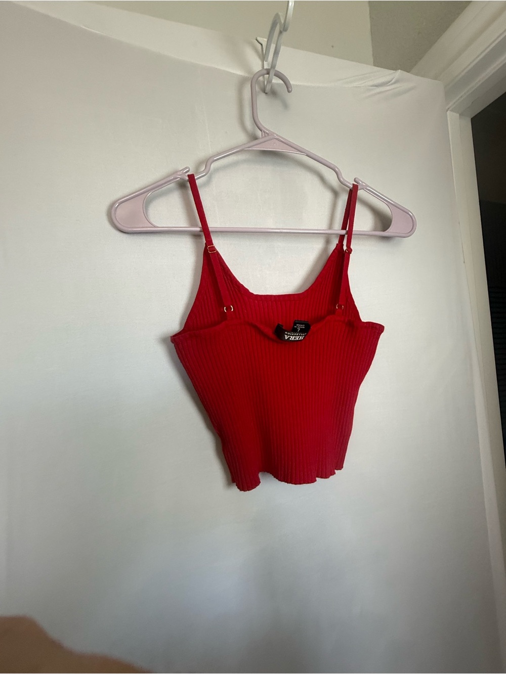 Hera Collection Red Ribbed Spaghetti Strap Cami - Picture 3 of 4